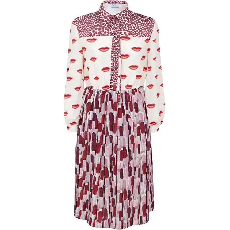 PRADA SS20 Long Sleeved Dress Women's Multicolor