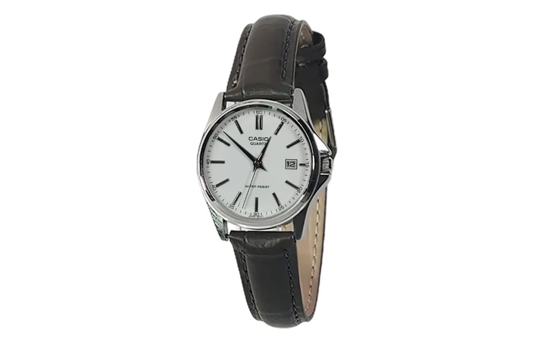 CASIO Custom Collection Quartz Movement Genuine Leather Strap Watch Unisex Silver Dial