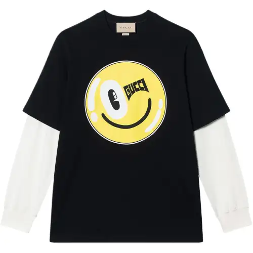 GUCCI FW24 Drop Shoulder Sleeve T Shirt Women's Black