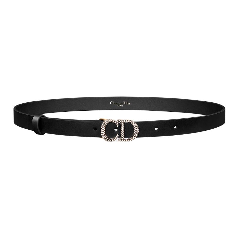 DIOR Dior Christian Dior Paris Logo Belt Women's Black Width 2cm