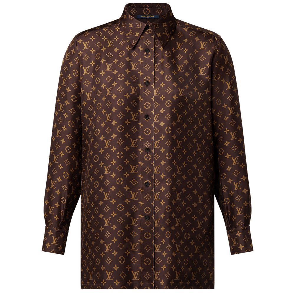 Женская рубашка Louis Vuitton Monogram (коричневая)