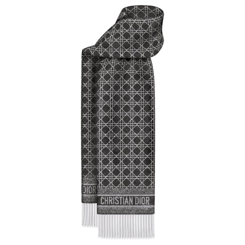 Шарф Dior (черно-серебристый)