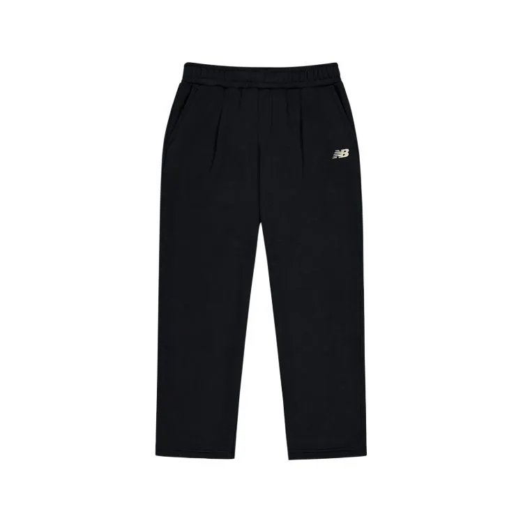 New Balance Comfortable Soft Loose Fit Lace Up Fleece Lined Straight Fit Knitted Sweatpants Men's Black