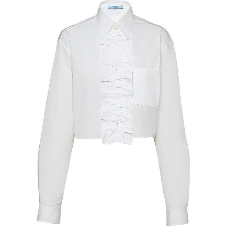 PRADA Shirts Women's White Stand Collar