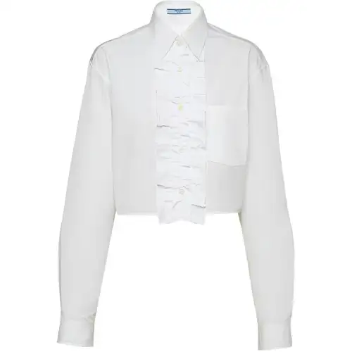 PRADA Shirts Women's White Stand Collar