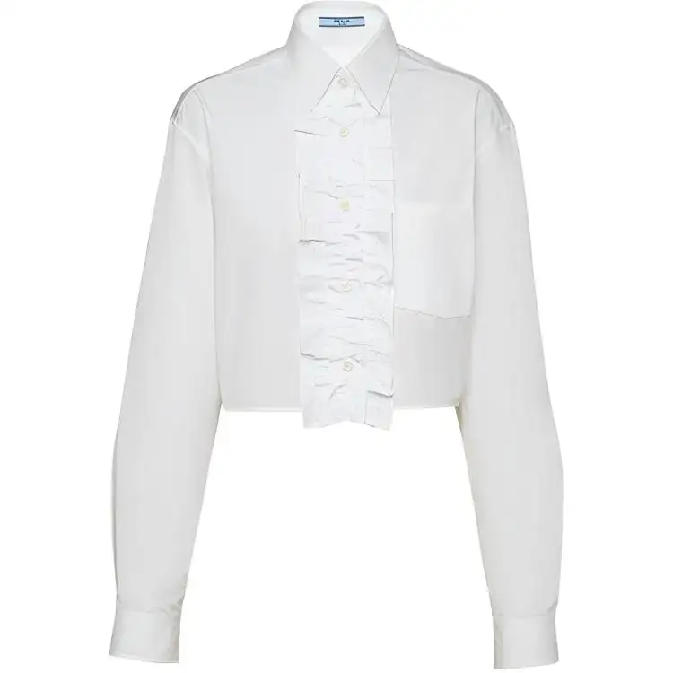 PRADA Shirts Women's White Stand Collar