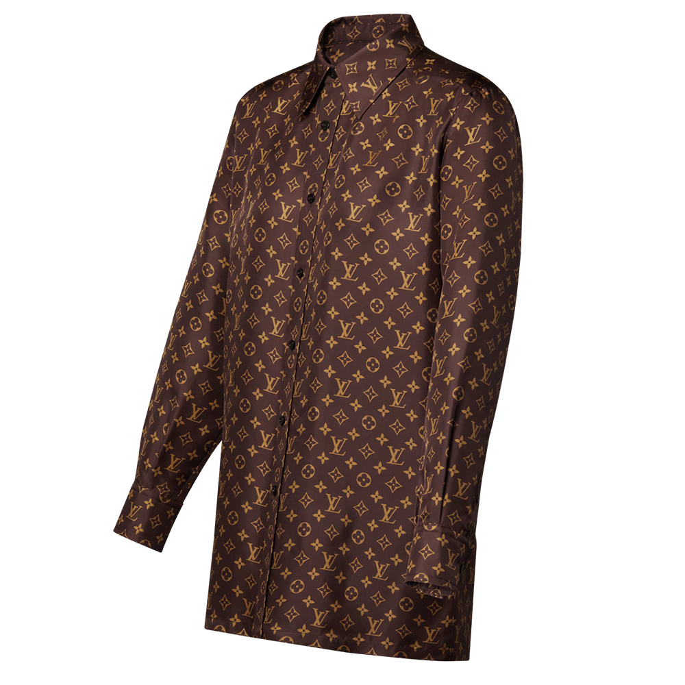 Женская рубашка Louis Vuitton Monogram (коричневая) — фото 4