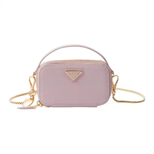 PRADA Saffiano Leather Handbag Mini Women's Snowflake Gypsum Fibrosum Pink