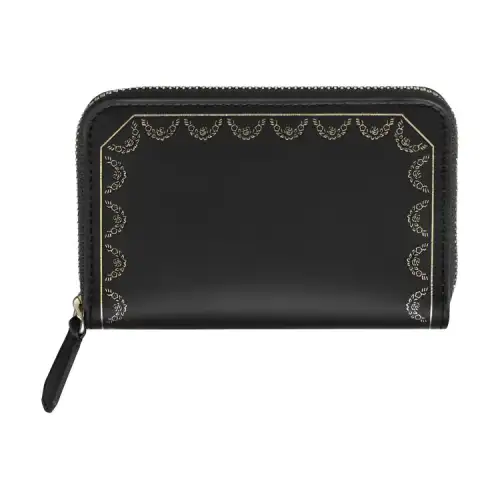 CARTIER Guirlande Cow Leather Card Holder Women's Black