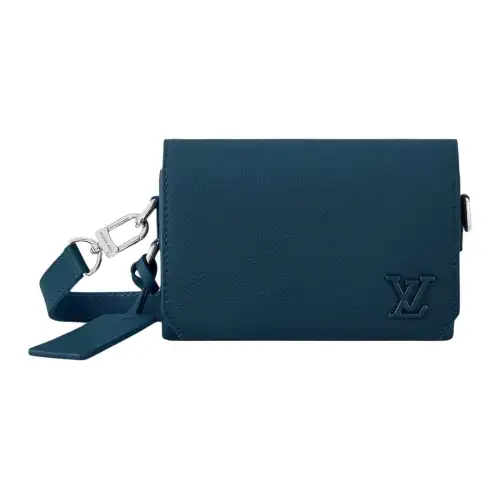 LOUIS VUITTON Fastline Leather Crossbody Bags Men's Dark Blue