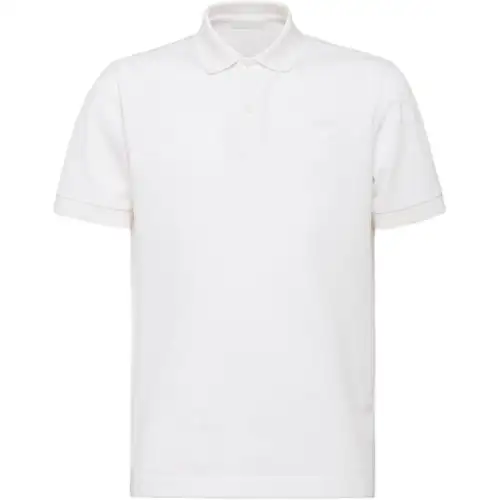 PRADA Polo Shirts Men's White Polo Collar Moderate Straight Fit
