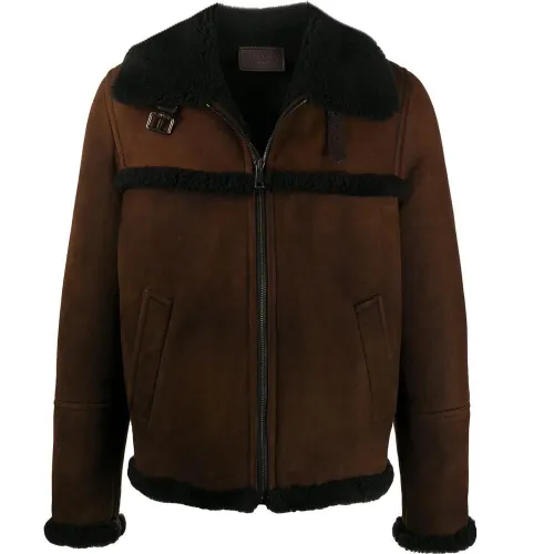PRADA Leather Jackets Men's Brown Moderate