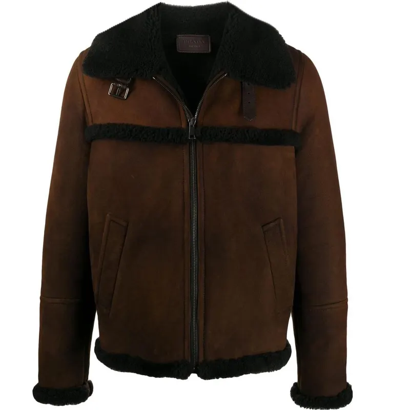 PRADA Leather Jackets Men's Brown Moderate