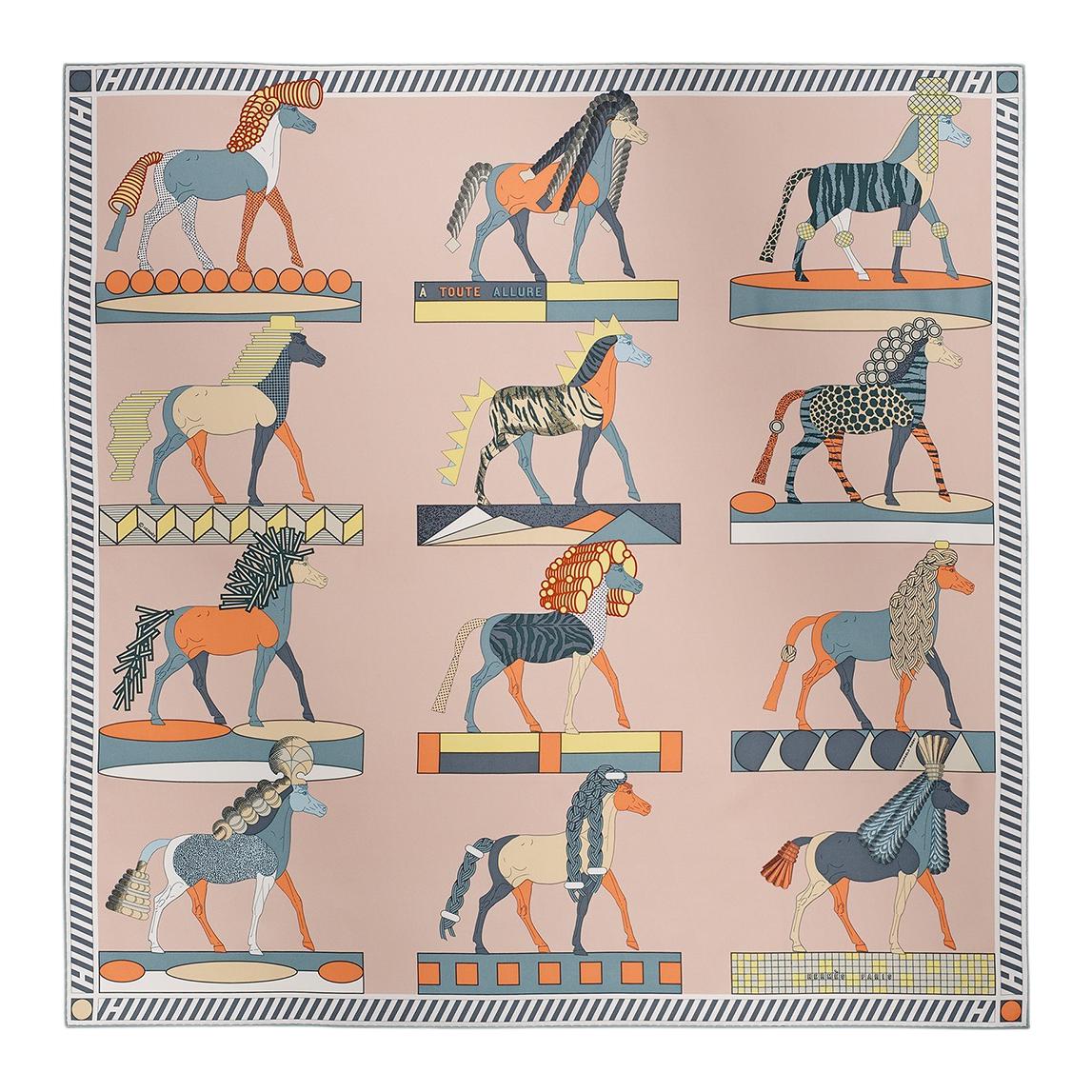 Платок Hermes (розово-желтый)