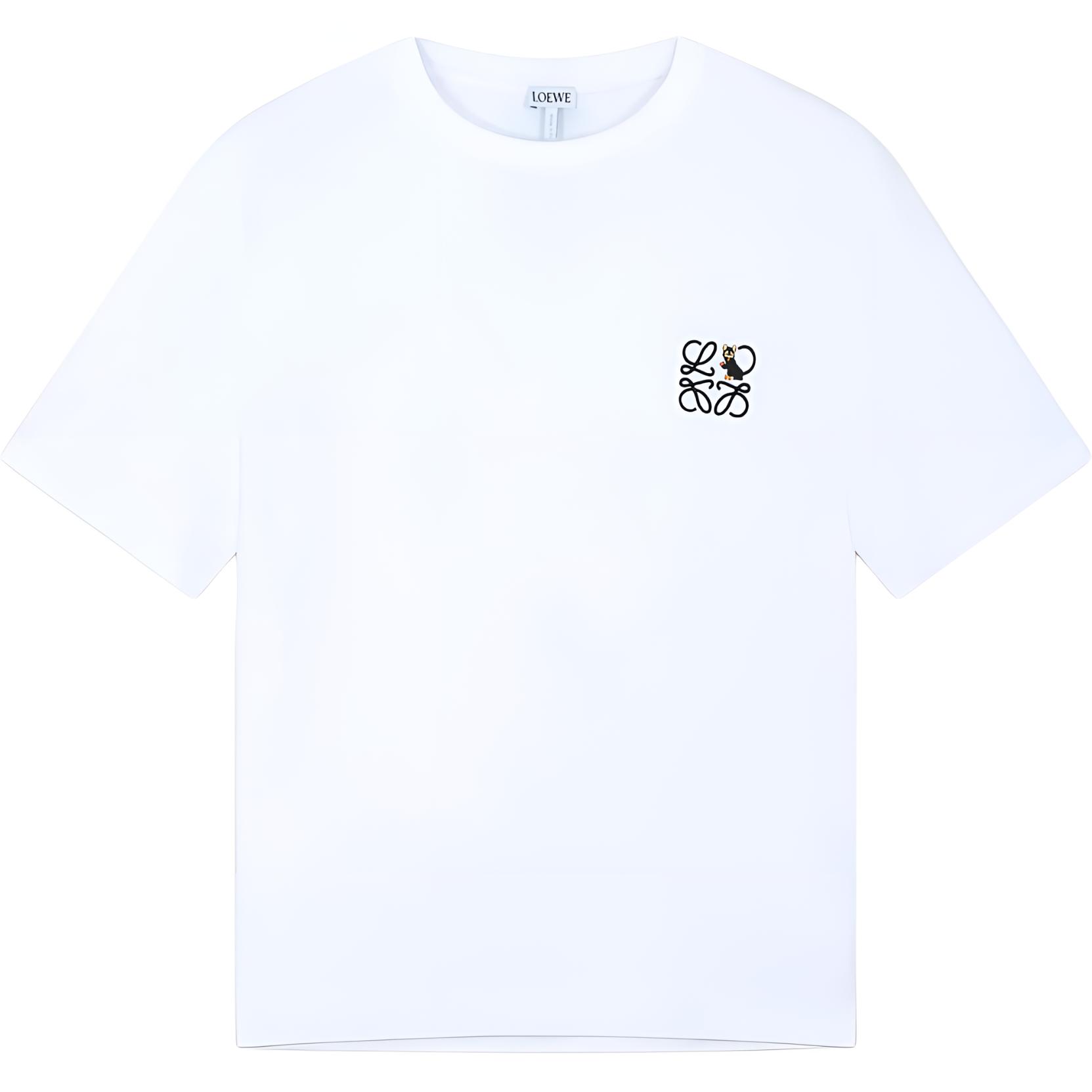 LOEWE Luo Yiwei × Louis Wain joint model SS26 spring and summer series Futurist Cats ceramic vase round neck cat logo detail T-shirt for men
