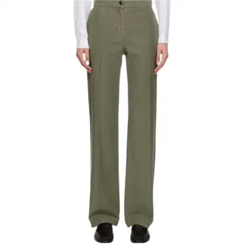 THE ROW Casual Pants Women's Green Moderate Straight Fit Pants