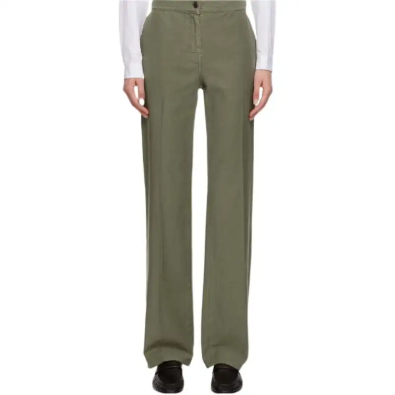 THE ROW Casual Pants Women's Green Moderate Straight Fit Pants