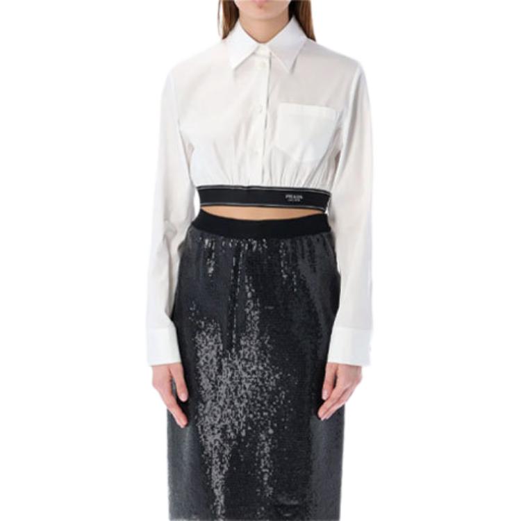 PRADA Shirts Women's White Pointed Collar Moderate Other
