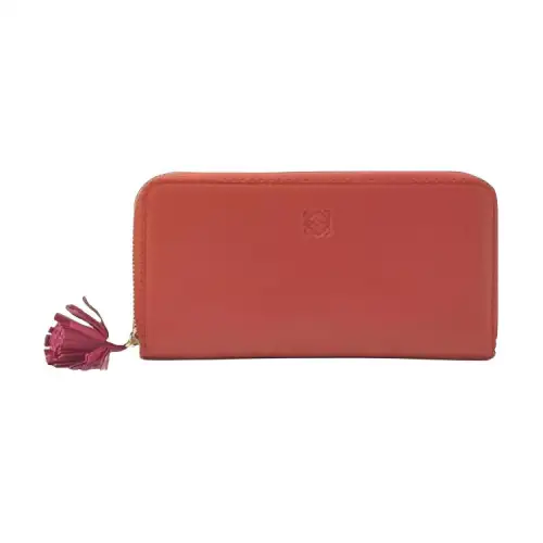 LOEWE Sheepskin Wallet Unisex Orange Red