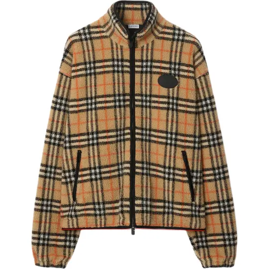 Burberry Checked Zip-Up Fleece Jacket