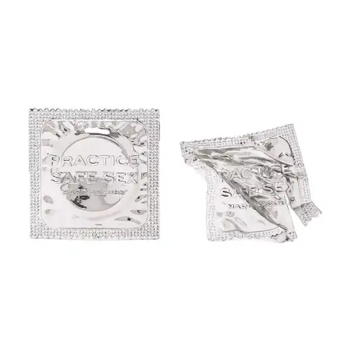 MARC JACOBS Asymmetric condom square unique design coated resin earrings women's silver