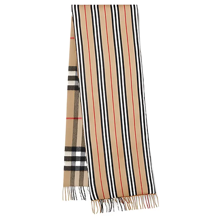 Burberry Cashmere Knit Scarves Unisex Camel