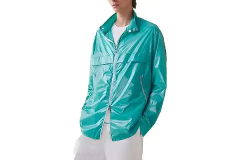 HERMES Hermès SS23 solid color zipper high collar long sleeve shirt men's sky blue