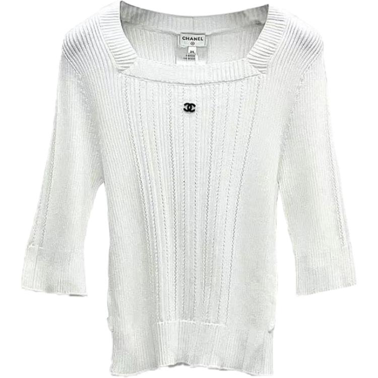 CHANEL 23 Fall Winter Knitwear Women's White