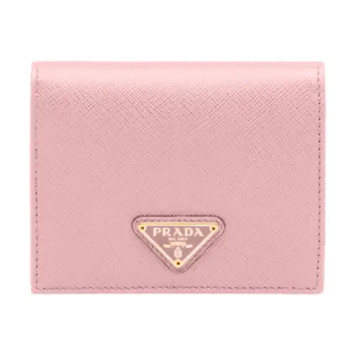 PRADA Saffiano Leather Wallet Women's Peach