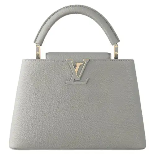 LOUIS VUITTON Capucines Taurillon Leather Shoulder Bag, Crossbody Bag, Handbag Small Women's Flint Gray