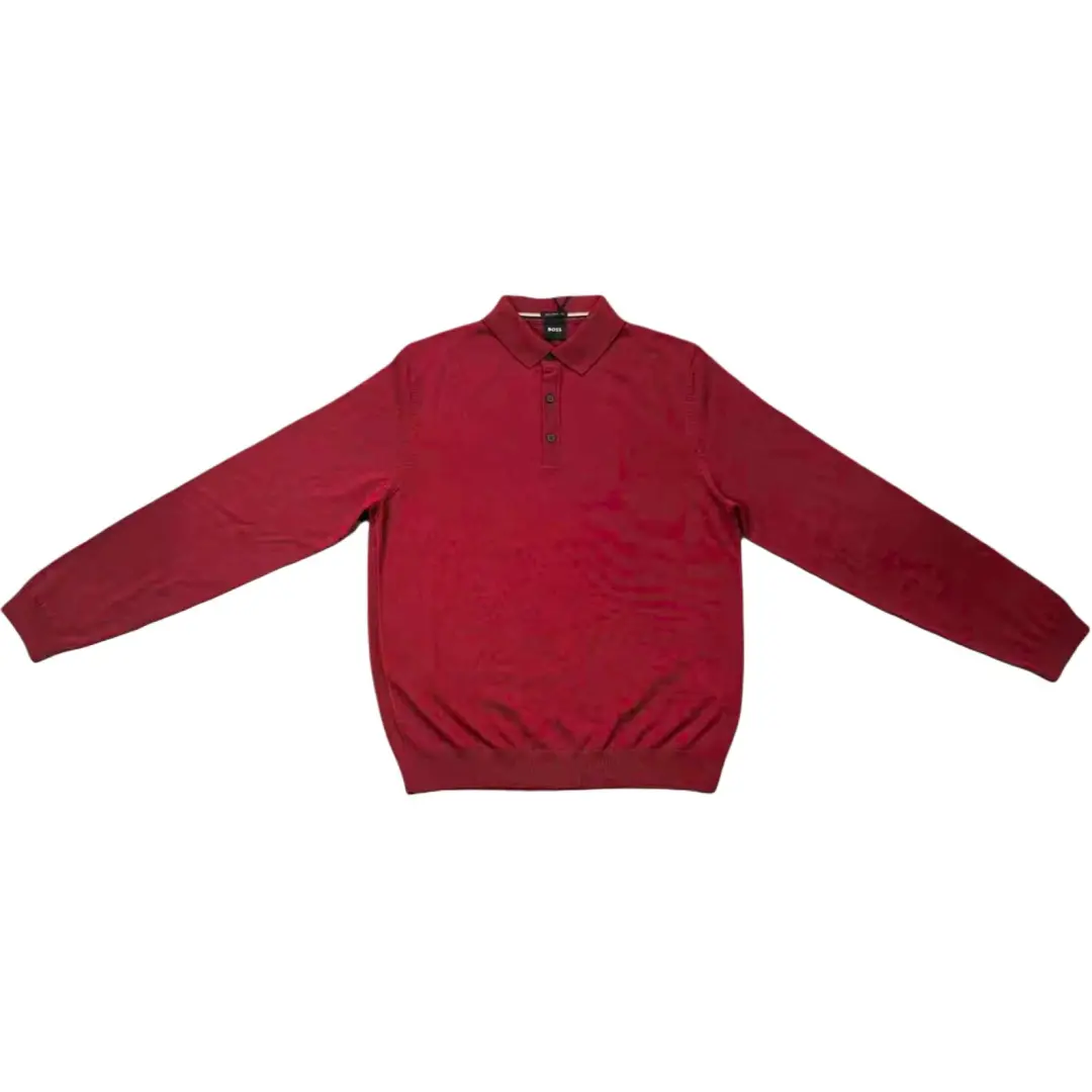 HUGO BOSS Sweaters Men's Red Polo Collar Moderate