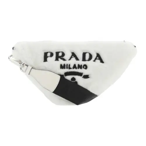 PRADA Shearling Shoulder Bag, Crossbody Bag Regular Women's White