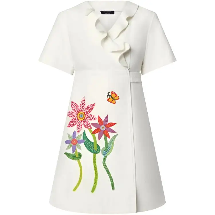 LOUIS VUITTON Short Sleeved Dress Women's White