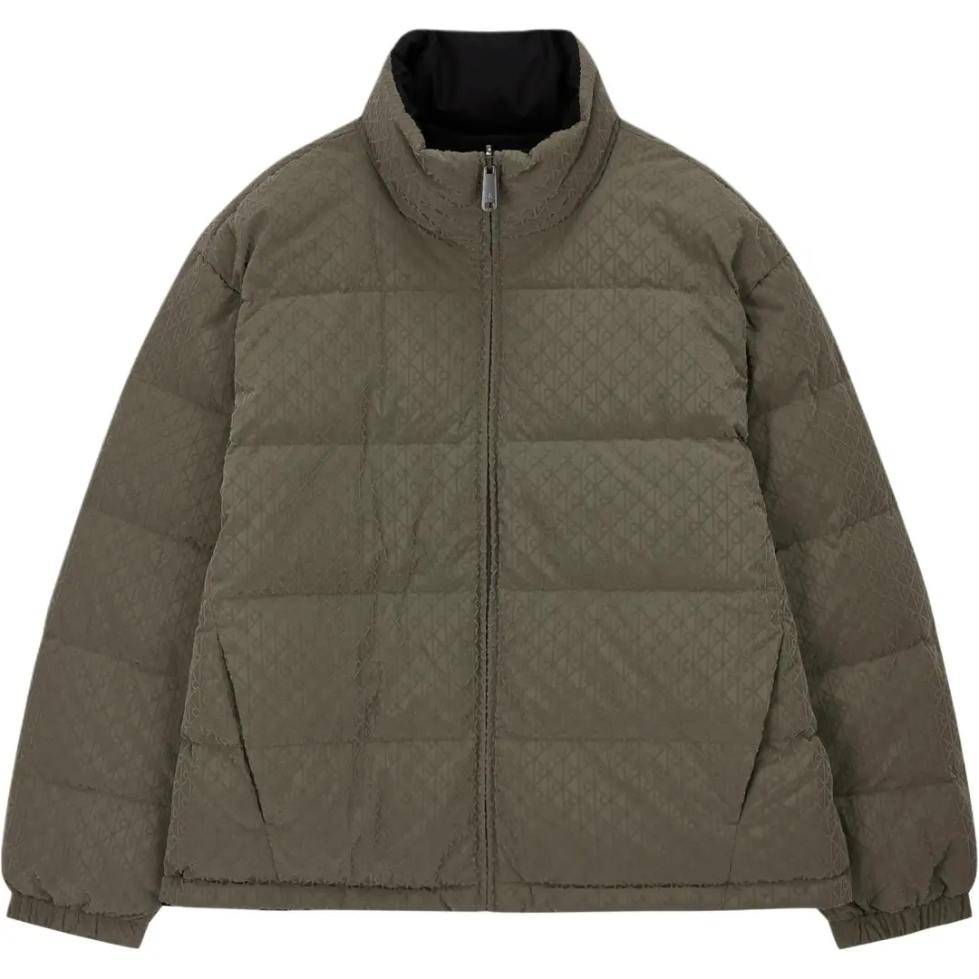 Calvin Klein Down Jackets Men's Khaki Green Stand Collar Moderate