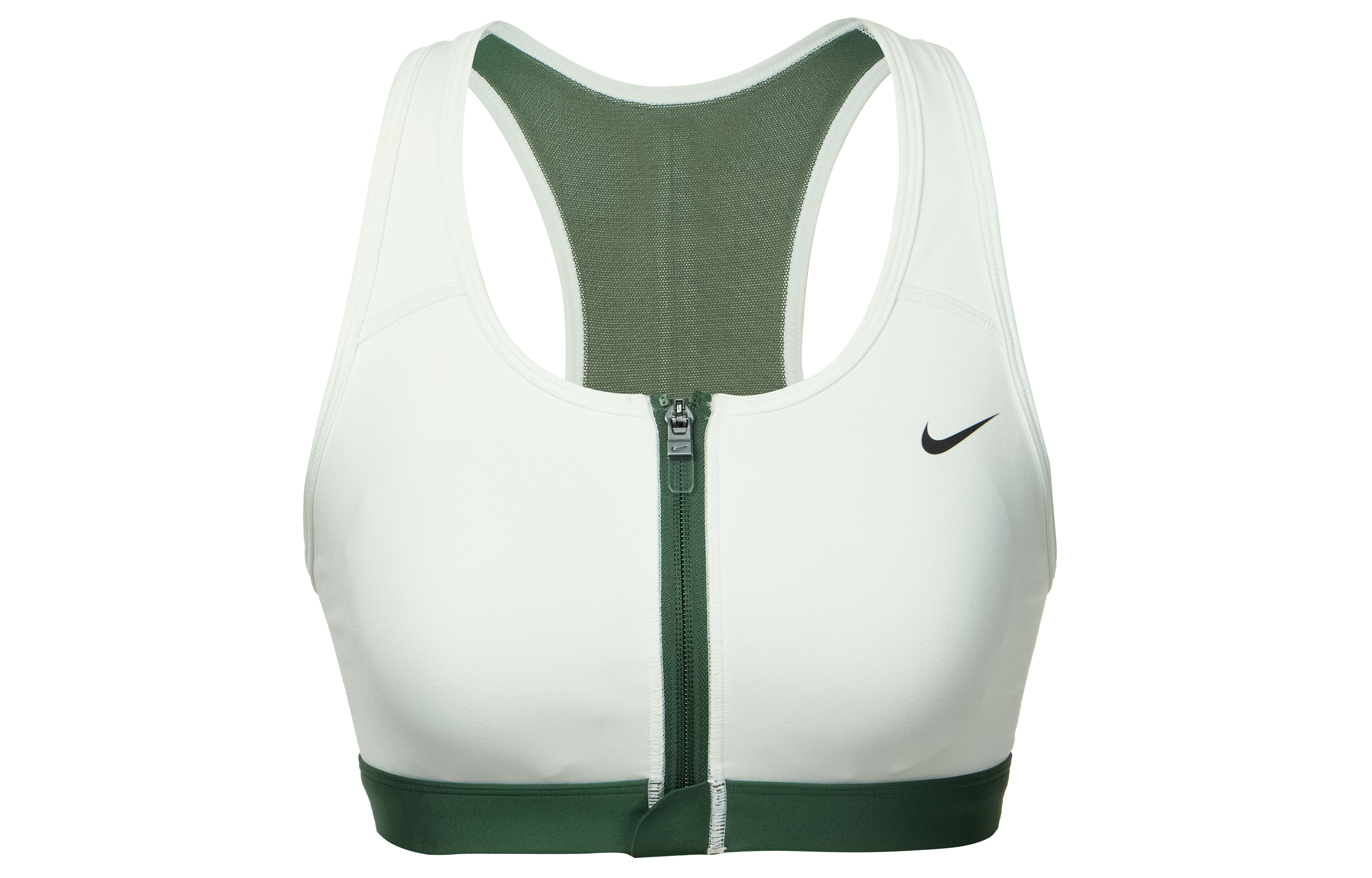 Nike Dri-Fit Dri-FIT Contrast Medium Strength Support Quick-Dry Padded Front Zipper Sports Bra Women's Peak White