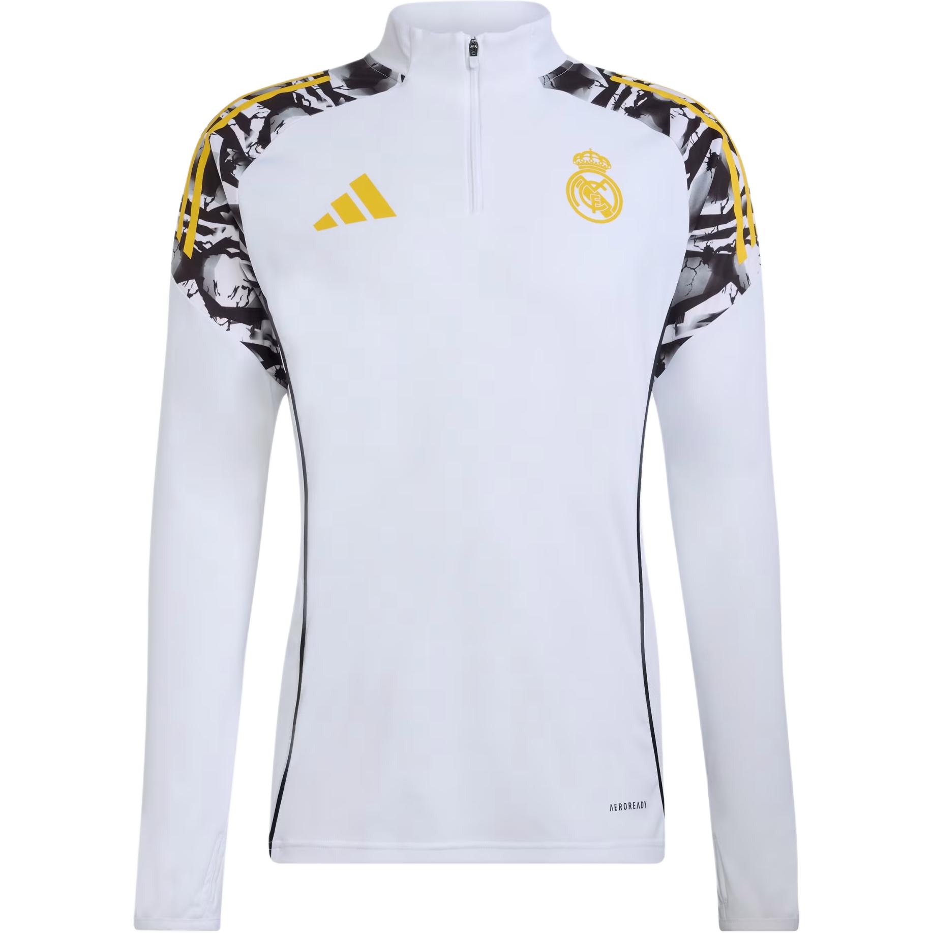 Adidas Real Madrid FW25 Avengers 25/26 season Tiro 25 Competition striped sweat-absorbent quick-drying training slim long-sleeved football jersey for men