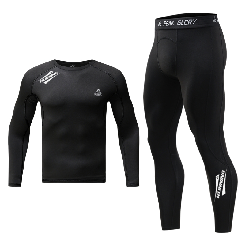 Fleece breathable quick dry elastic antibacterial underwear, travel trousers, sports suit for gym, black set, tight, for running, men's style, 4 piece set