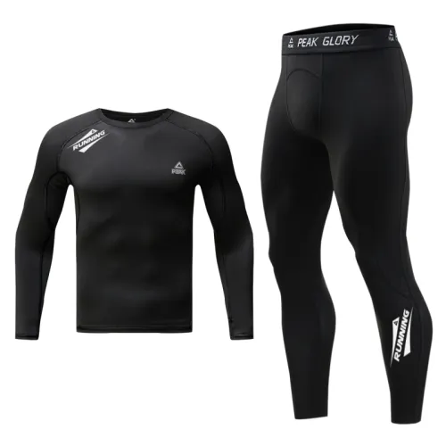 Fleece breathable quick dry elastic antibacterial underwear, travel trousers, sports suit for gym, black set, tight, for running, men's style, 4 piece set