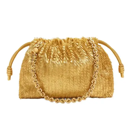 LOEWE Flamenco Calfskin Portable One Shoulder Clutch Regular Women's Gold
