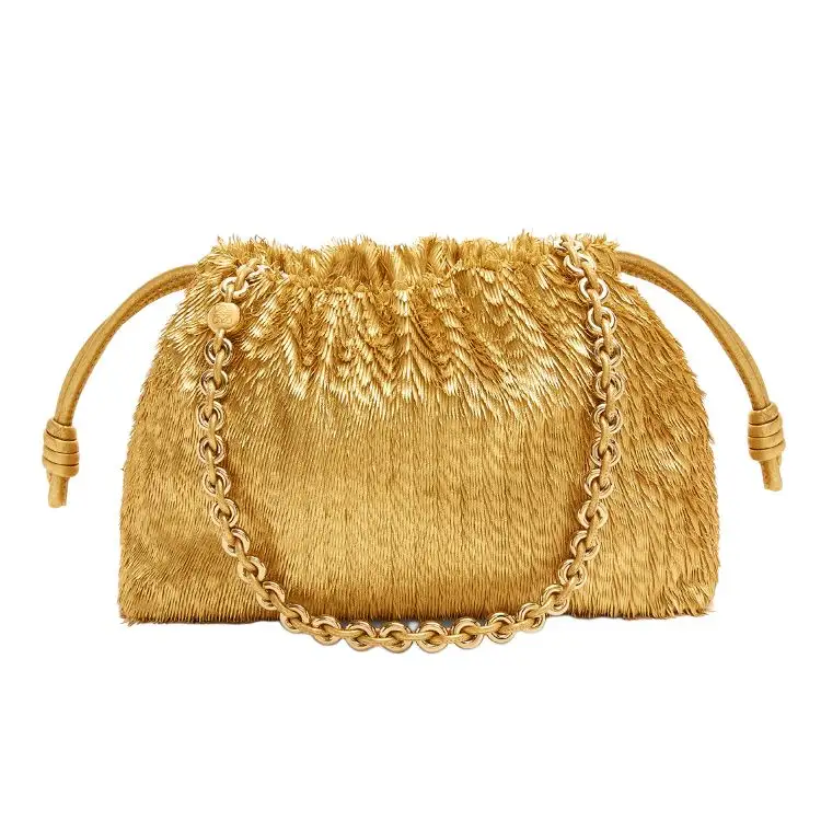 LOEWE Flamenco Calfskin Portable One Shoulder Clutch Regular Women's Gold