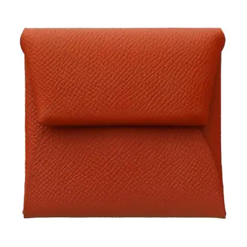 HERMES Bastia Cow Leather Coin Purse Women's Brick Red
