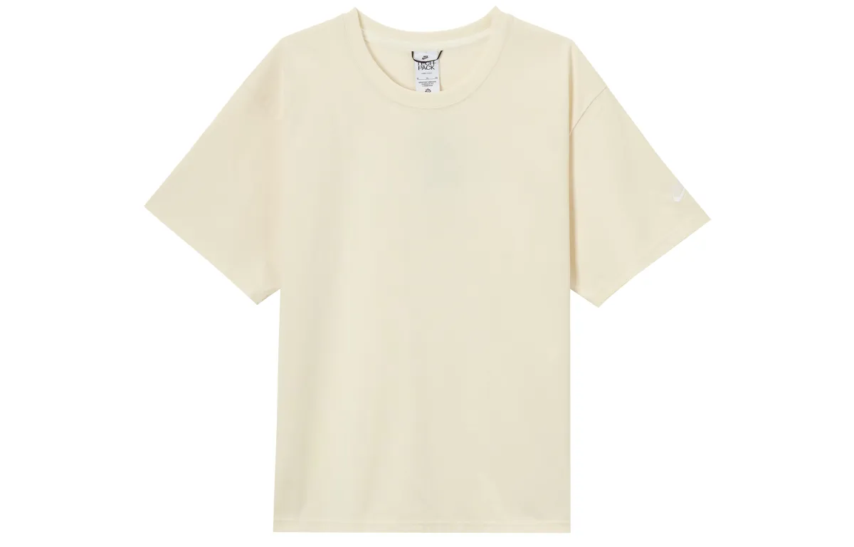 Nike T-Shirts Men's Ecru Crew Neck Moderate Straight Fit