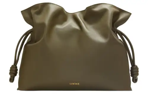 LOEWE Napa Calf Leather One Shoulder Clutch Large Women's Dark Khaki Green