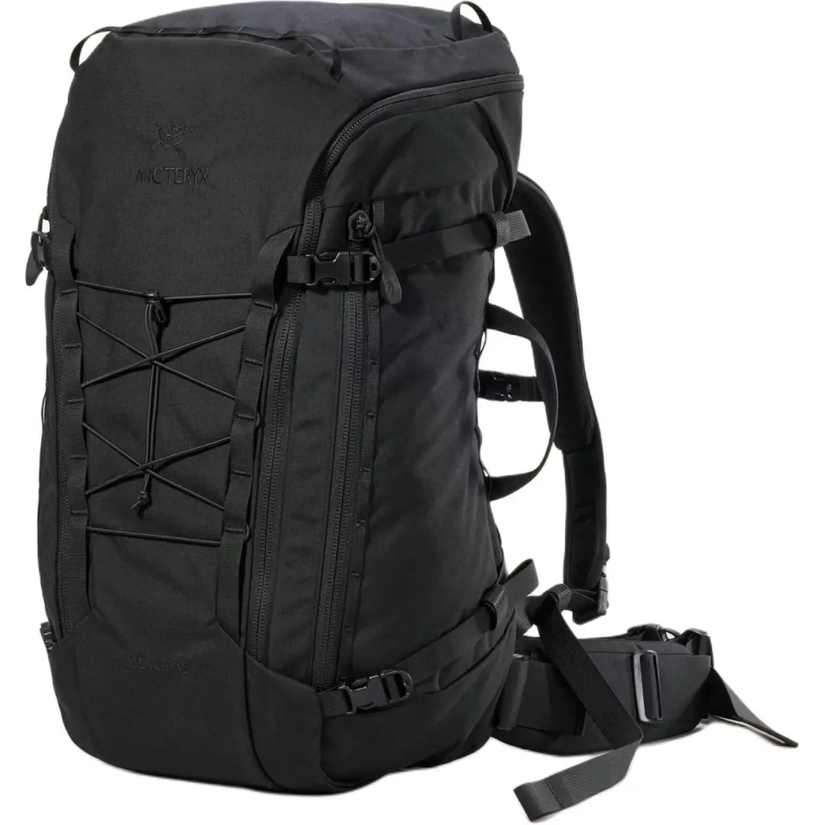 Arc'teryx Assault 45L Top Zip Closure Mountaineering Bag Backpack Outdoor Bag Plain Weave Fabric Black Unisex