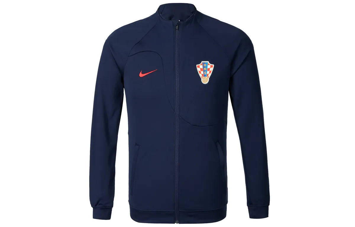 Nike Jackets Men's Dark Blue Stand Collar Moderate Straight Fit