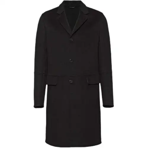PRADA Coats Men's Black Lapel Moderate Straight Fit
