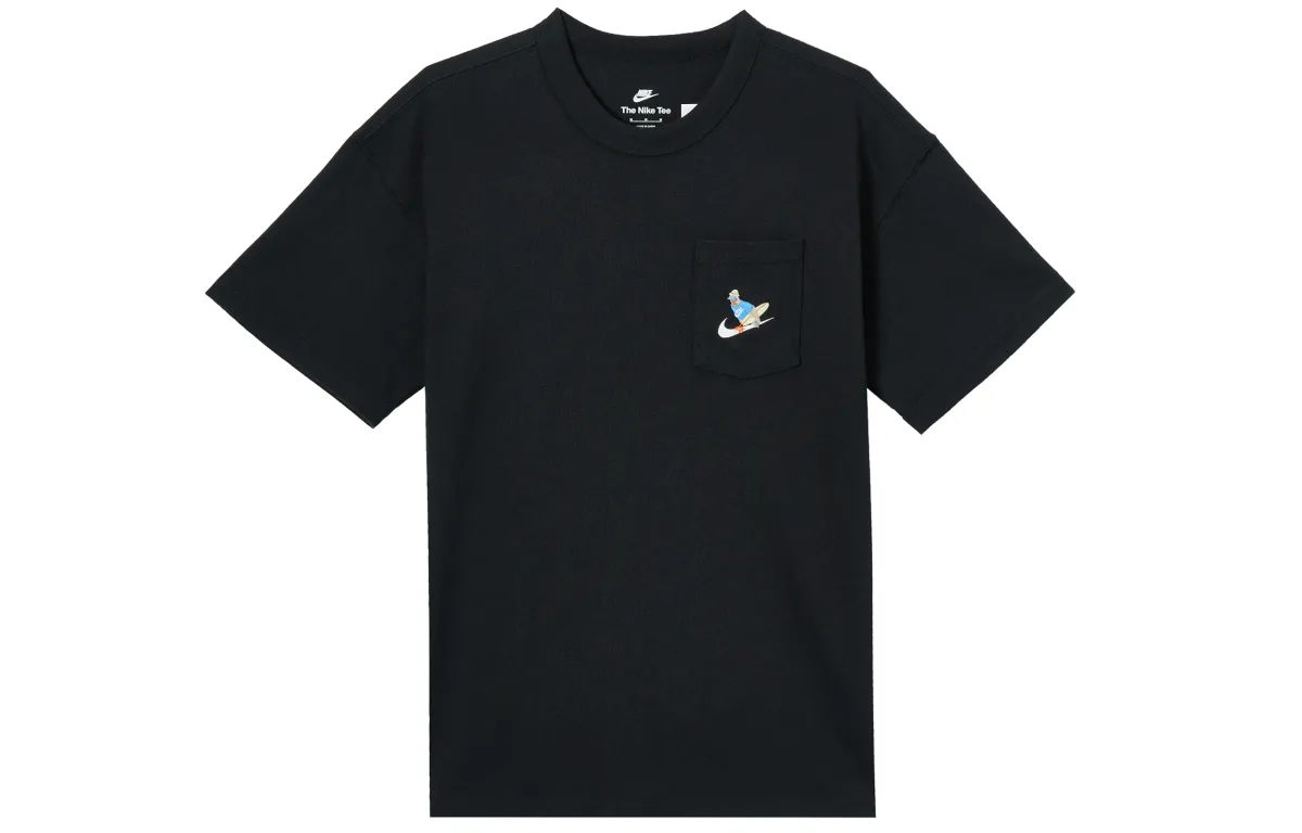 Nike T-Shirts Men's Black Crew Neck Moderate Straight Fit