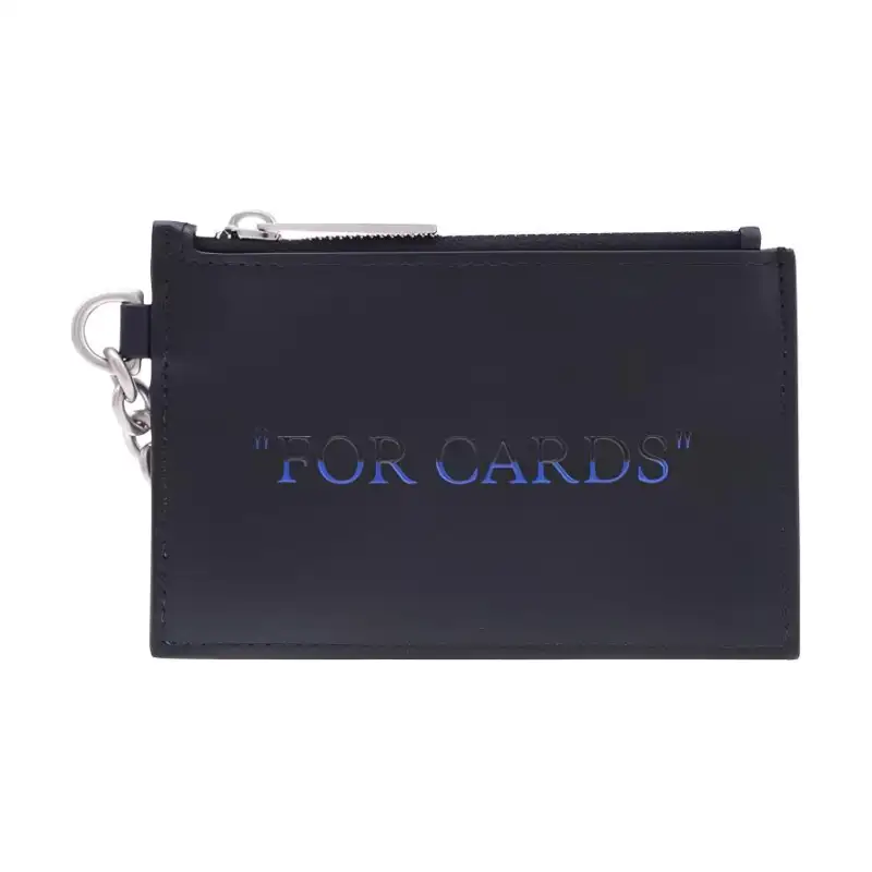 OFF WHITE 'FOR CARDS' Quote Bookish Key Ring Card Case Black/Blue