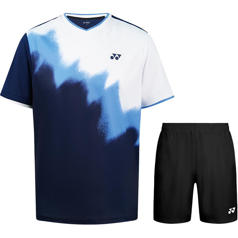 YONEX Badminton Jerseys Men’s 110145 Navy Blue+Black Shorts V Neck