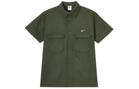 Nike Shirts Men's Khaki Green Pointed Collar Moderate Workwear